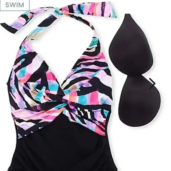 NEW Profile By Gottex‎ Wild Parade Halter One Piece Swimsuit Women’s Sz 10 NWT - Picture 4 of 12